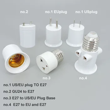 AC E26 E27 to GU24 E27, 미국 EU 전원 플러그, 나사 램프 홀더, 라이트 베이스 소켓, AC 어댑터 컨버터, 전기 커넥터