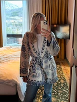 Cardigan tricoté à franges fleuries pour femmes, col en v, manches longues, boutons courts, manteau décontracté, vêtements d'extérieur chics, automne 2025 5