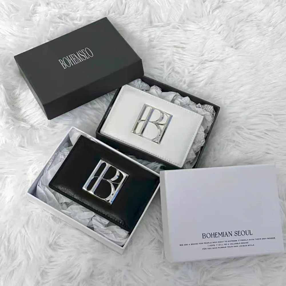 Lux Genuine Leather Korea Bohemian Seoul Wallet Card Wallet Women Men Luxury Card Holder Accessory leather wallet