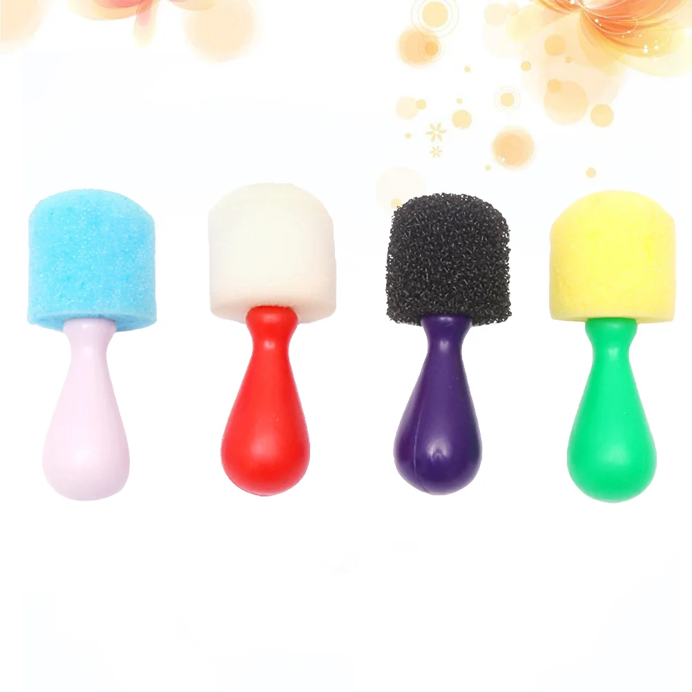 

4pcs Spherical Paint Sponge Mini DIY Painting Sponge Seals Drawing Brush Doodle Tools for Kids (Random Color)