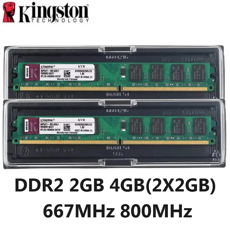 Kingston Memoria Ram DDR2 2GB 4GB(2X2GB) zestaw pamięci DIMM RAM komputer stacjonarny 667MHz 800Mhz PC2-5300 6400 ddr2 pamięć ram
