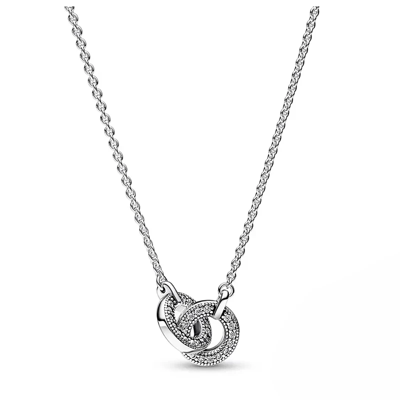 2023 Summer New 925 Silver Women's ME Gold Pearl Double Chain Creative Circle Pendant Necklace Women's Holiday High Quality Gift