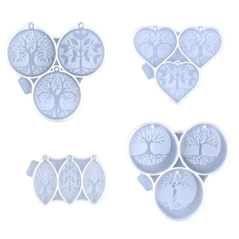 

Easy to Use Silicone Mould Keyring Mold DIY Keychain Casting Mould Round Life Tree Keyrings Molds for DIY Lover 4XBF