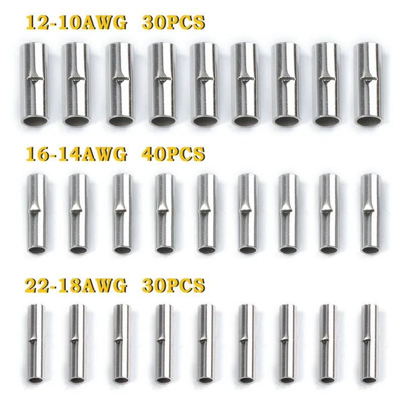 AWG 2210 Copper Tinned Splice Crimp Terminal Sleeve Butt Wire