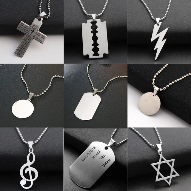 Stainless Steel Pet Dog Tags Pendant  Stainless Steel Chain Necklace Charm  - 1pc - Aliexpress