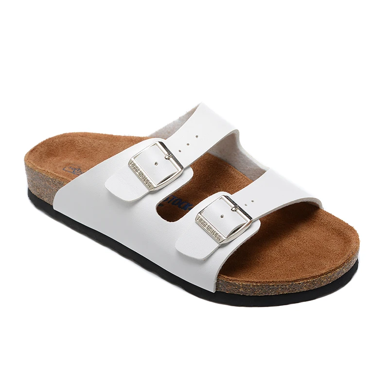 Summer Birken Women Slippers Men Beach Cork Slippers Arizona Series Casual Couple Double Button Leather Sandals