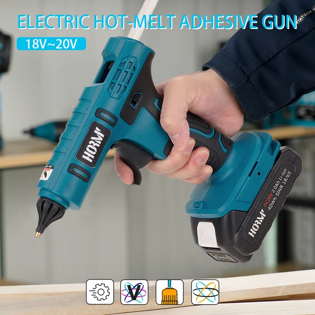 Pistolet à Colle Thermofusible électrique Sans Fil, 100W, Batterie Makita 18V, Anciers De Colle 11mm, Odorà Air Chaud De Soudage Thermofusible Pour L'artisanat Domestique, Le Bricolage