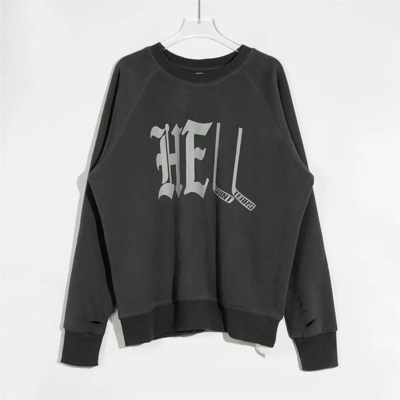 

New Style Vintage Saint Michael Sweatshirts Men Women Best Quality Hoodie Washed Letter Print Oversize Crewneck