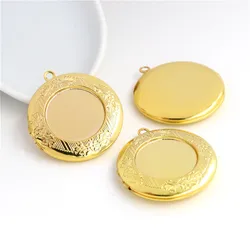 Set of 2 Photo Locket Pendants for DIY Necklace Crafting (Gold)