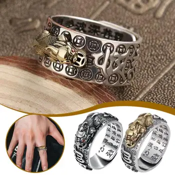 Chinese Feng Shui Silver Plated Adjustable Rings for Women Men Amulet Wealth Lucky Jewelry Birthday Gift 1
