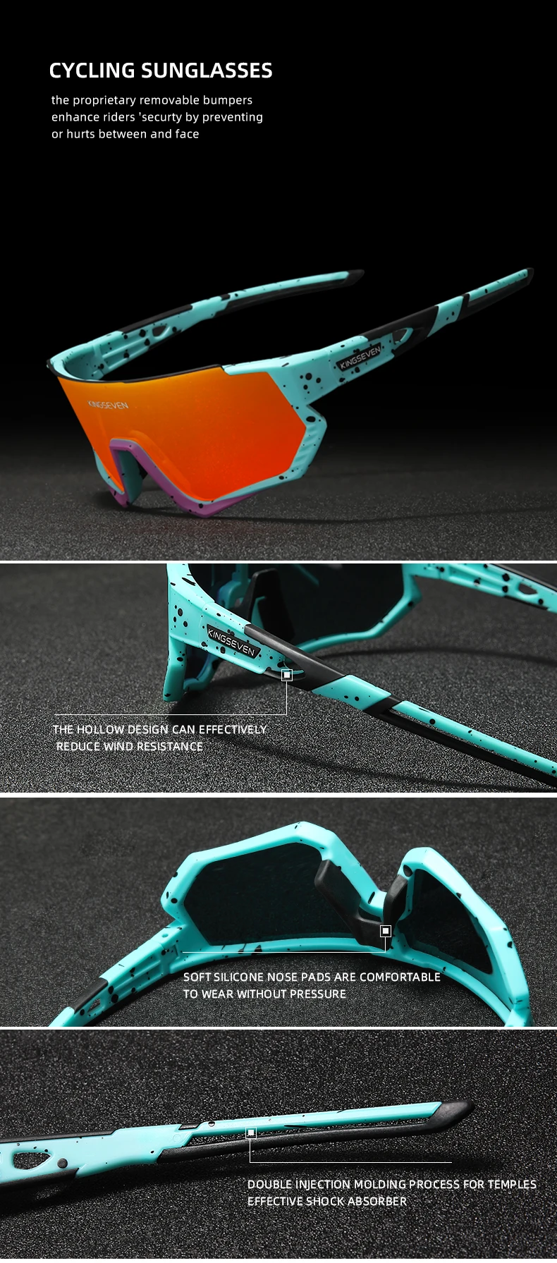 Kings even neue rad sonnenbrille männer sport frauen mtb fahrrad brille uv400 polarisierte fischs chutz brillen im freien – Detail 7