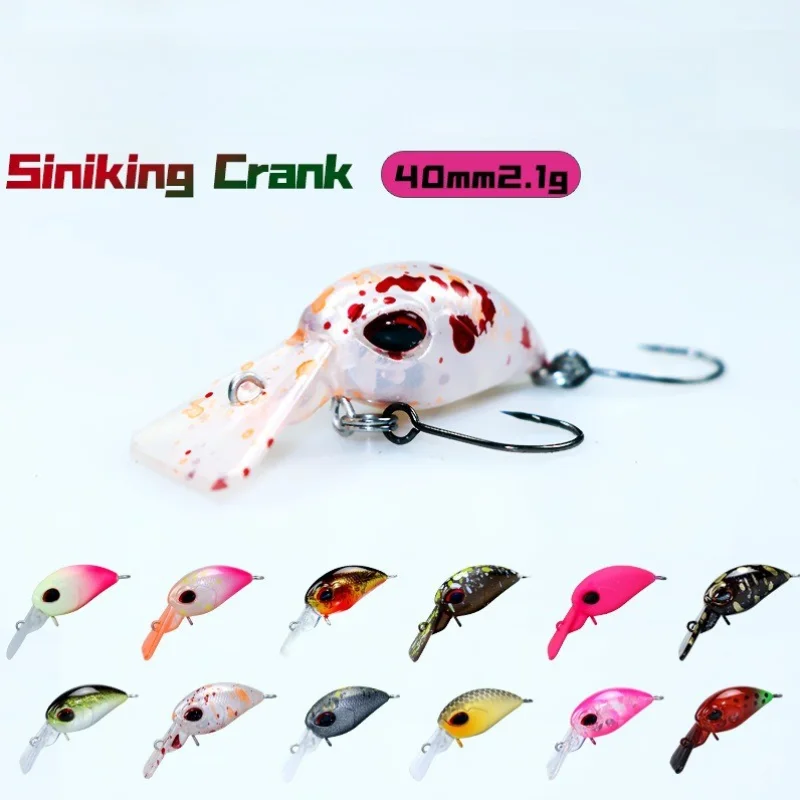 SWOLFY 4PCS Micro Sinking Crankbait 40mm 2,1g Künstliche Harte Köder Süßwasser Wobbler Forelle Und Barsch Angeln lockt
