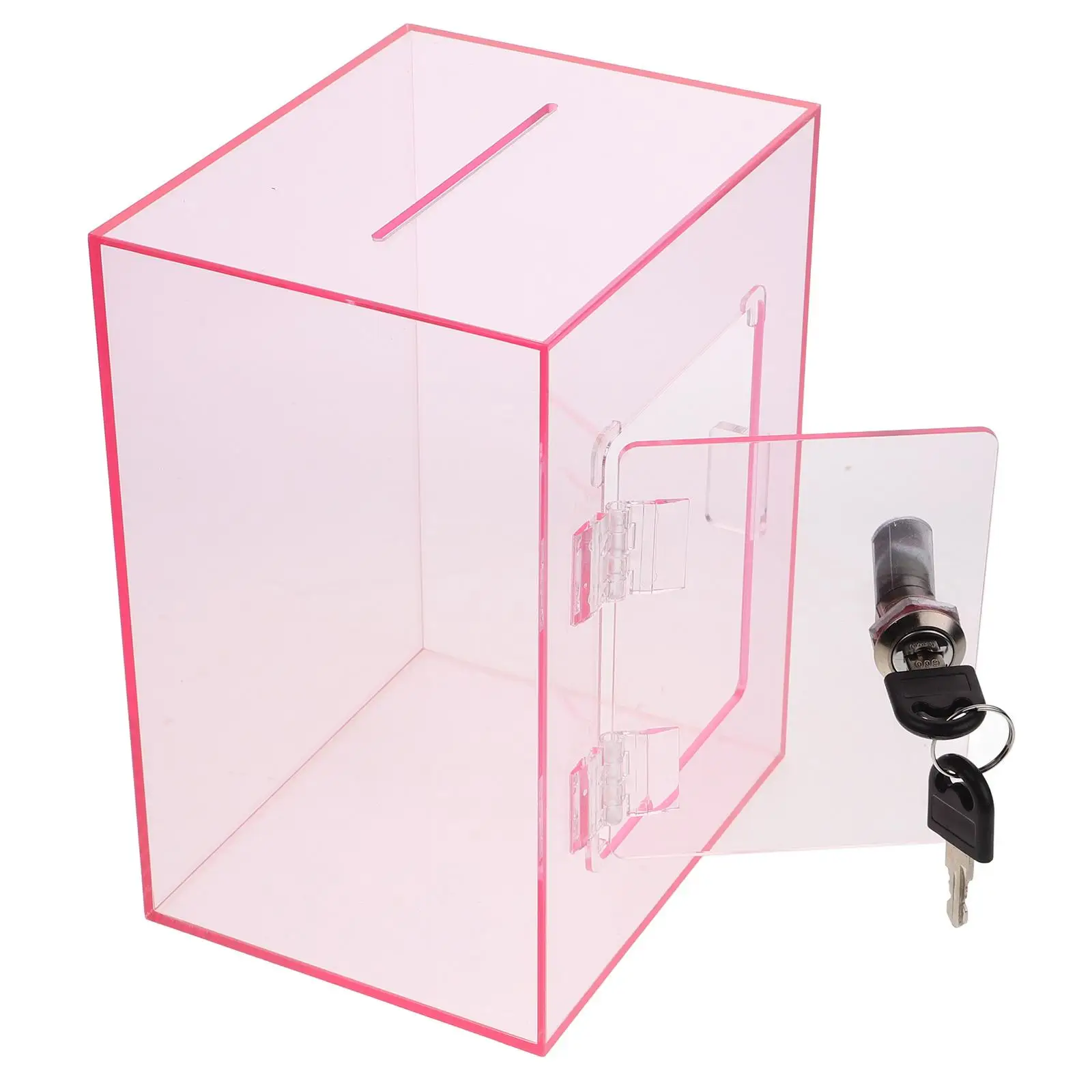 Acrylic Money Box Clear Tip Box Lock for Fundraising Donation Suggestion Complaint Letter Storage Container Portable 2