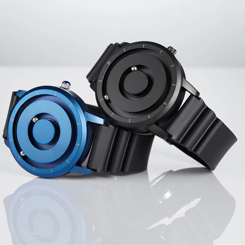 Creative Turntable Men Watch Magnetic Beads Dial Multi-function Wristwatch Rubber Band Unique Quartz Male Clock relogio masculin