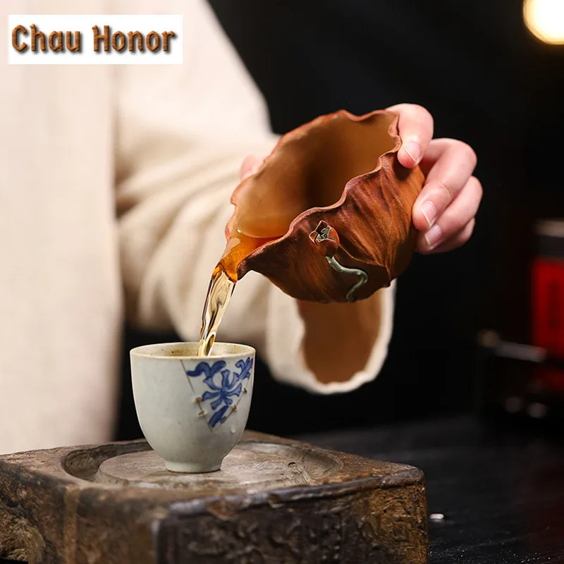 220ml Handmade Seedpod Lotus Purple Clay Tea Pitcher Divide Tea Cha Hai Dispenser Justice Cup Fair Mug Chinese Zisha Tea Set