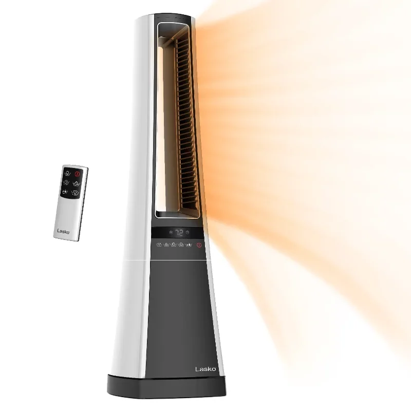 

1500W Oscillating Bladeless Tower Space Heater with Remote and Timer, AW300, White/Gray