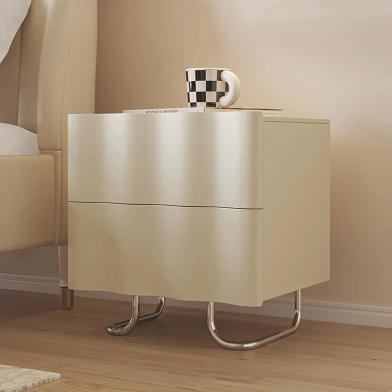 

Italian White Nightstands Makeup Storage Box Narrow Small Space Bedside Table Cute Simple Design Table De Chevet Home Furniture