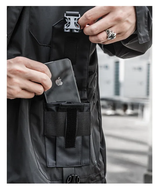 Reflective Patch Multi Pocket Hooded Jacket 14