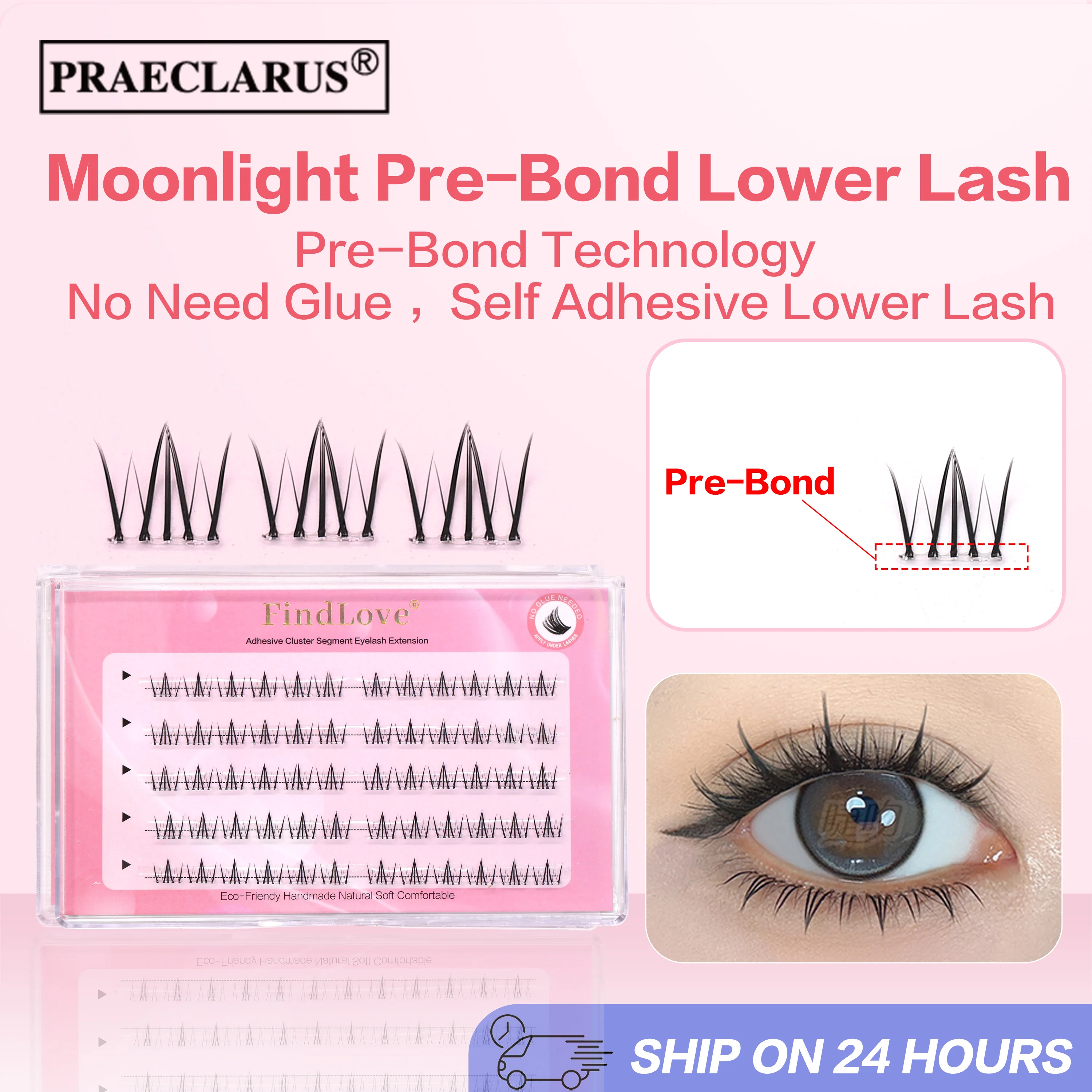 

5Lines Moonlight Pre bond No Glue Needed Self Adhesive Lashes with Adhesive Press on Lashes Lower Lash Clusters at Home