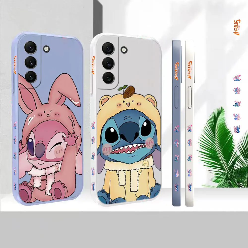 

Liquid Silicone Cover For Samsung Galaxy S23 S22 S21 S20 FE Ultra 5G S11 S11E S10 S10E S9 Plus Lilo Cute Stitch Angel Case Funda