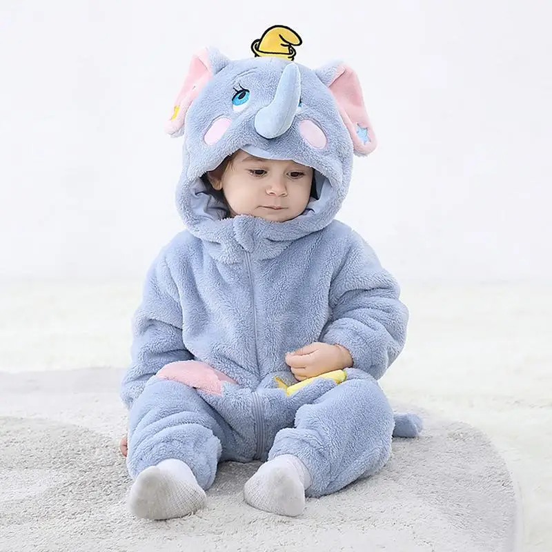

Kids Costume Cute Cartoon Hooded Animal Zippered Onesie Elephant Shaped Breathable Rompers For Kids Clothing Wear Costume Party