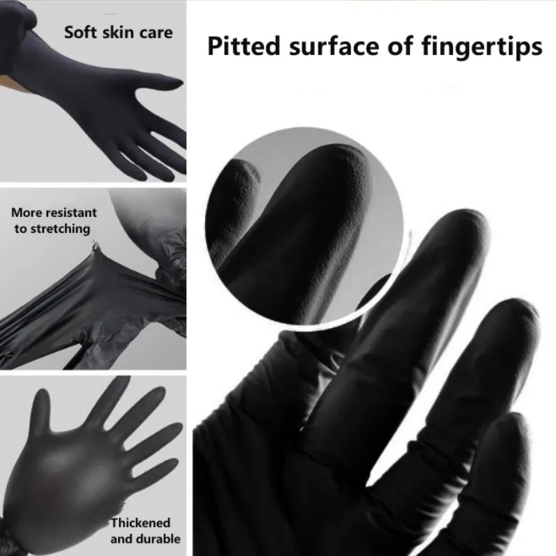 Disposable Gloves Black Nitrile Protect Gloves Household Painting Mechanic Tattoos XS S M L XL Men Women Child 100Pc