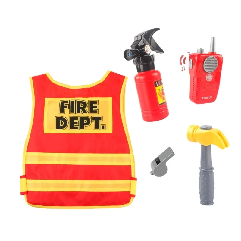 

Y1UB 5pcs Firefighter Costume Fighter Costume Halloween Dress Up Costumes Set