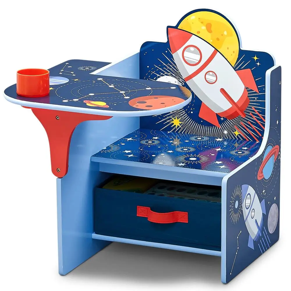 Space Adventures Chair Desk Storage Bin Toddler Furniture Classroom Playroom Homework Storage Cup Holder Preschool Kids 2