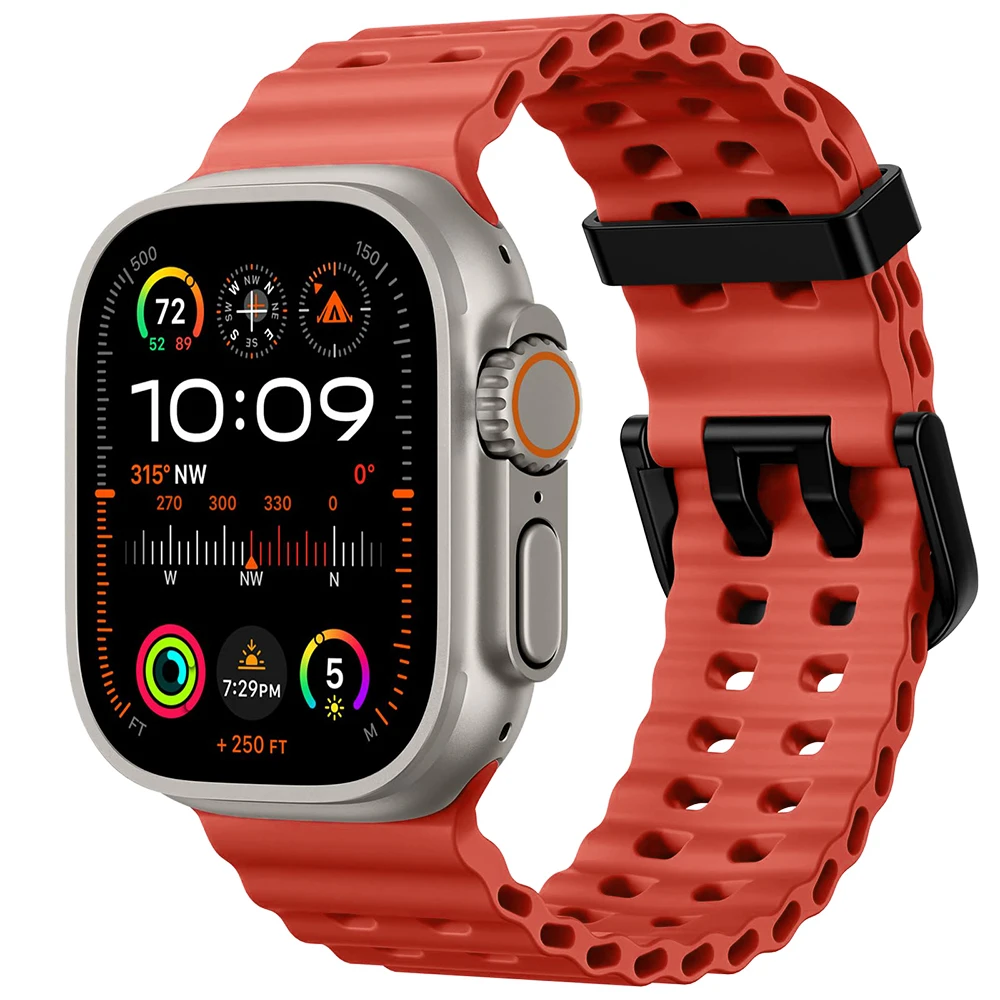 Ocean Straps für Apple Watch 11 Band 46 mm 45 mm 44 mm 49 mm 42 mm 40 mm Silikonarmband iWatch Serie 10 9 8 7 6 5 SE Ultra 3 Bänder – Detail 18