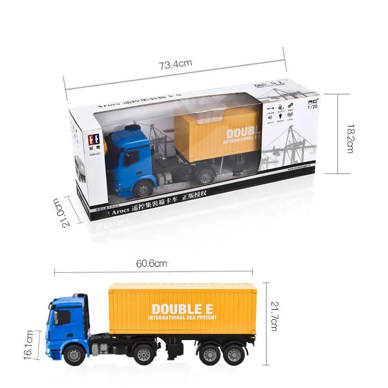 Remote Control Trailer RC Truck Big Electronic Simulation Car With LED Engineering Car Chargeable Vehicle Toy Kids Birthday Gift 6
