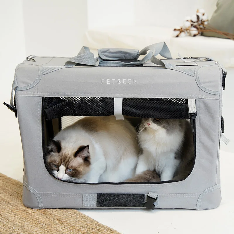 Car Dog Cage Small and Medium-sized Pet Safety Seat Car Trunk Dog Cage Foldable Cat Carrier Ventilated and Breathable Kennel