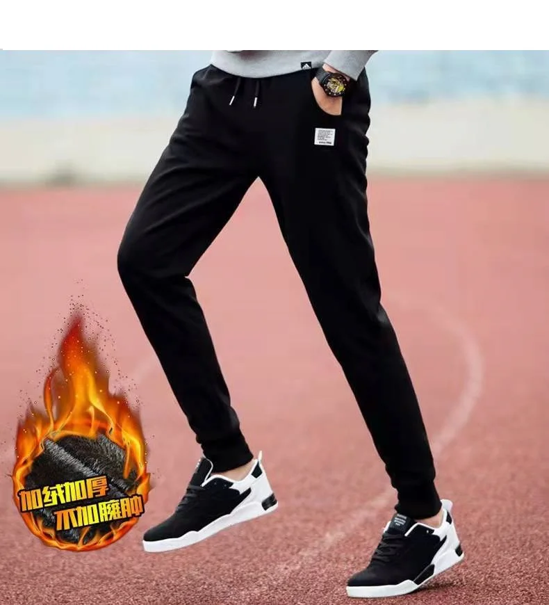 

2022 New Brand Thick Fleece Jogger Pants 100%Cotton Pencil Pants Male Winter Warm Velvet Sweatpants Tracksuit Joggers Autumn