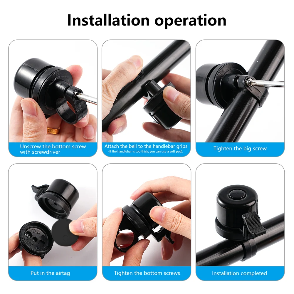Bicycle Bell for Apple AirTag Bike Mount GPS Tracker Waterproof Bike Mount Bicycle Bell Anti-Theft Ring Accessories
