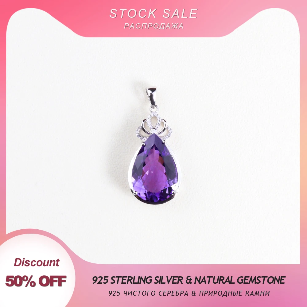 

TBJ Stock sale ,925 sterling silver pendant without chain with natural amethyst gemstone fine jewelry