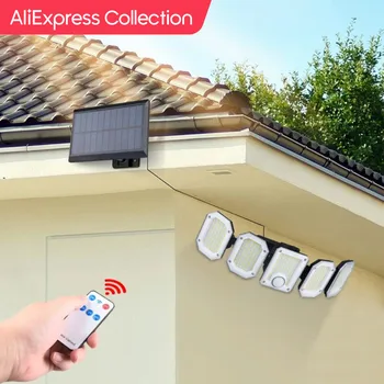 AliExpress Collection 분할형 센서 벽 조명, 태양광 발전 300 LED, 안뜰 정원 간이 차고용 270 ° 광각 조명 리모컨, 3 가지 모드