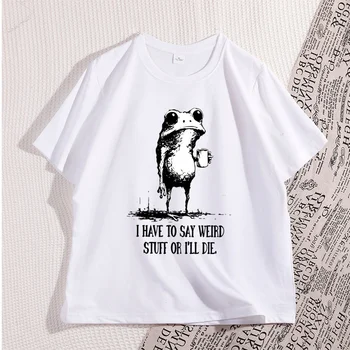 Weird Cafe Fun Frog T-shirt Short Sleeve T-shirt Casual Crew Neck Street Style Y2K Frog T-shirt Women Clothing Fashion Y2K Top 1