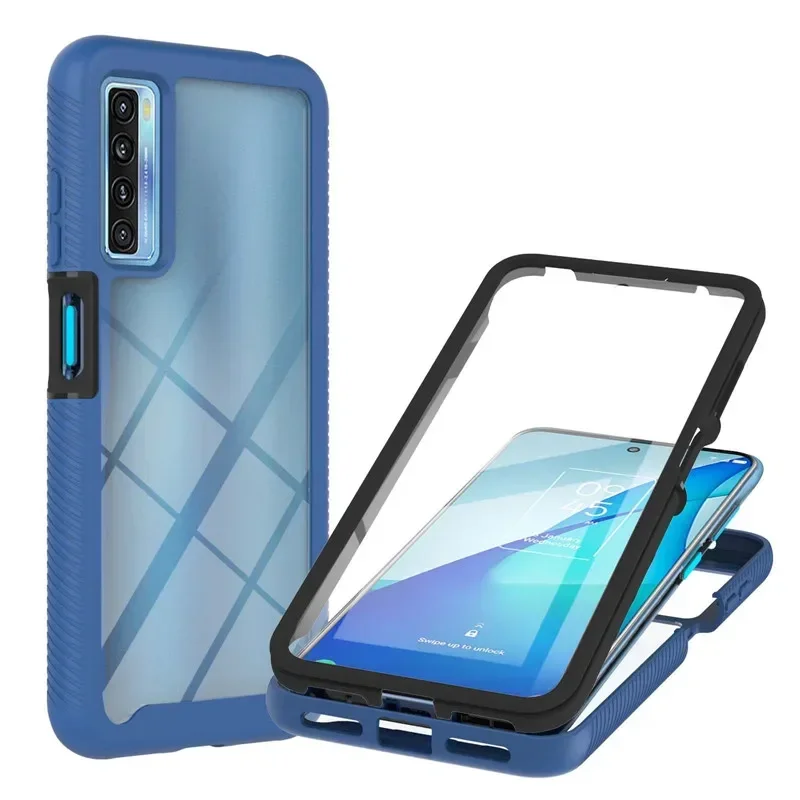 Transparent 360° Protective Bumper Case with PET Front Film and Back Cover