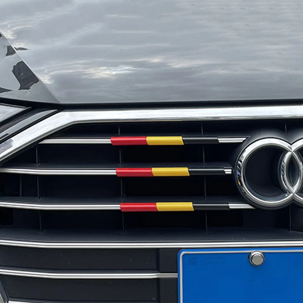 Car Front Grille Trim Strips - Racing-Style Decorative Three-Color Exterior DIY Accessory