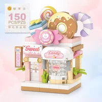 NEW Restaurant Dessert Coffee Pet Fruit Store Street View Food House Building Blocks Kit Girls Bricks Model Kids Toy Children 2