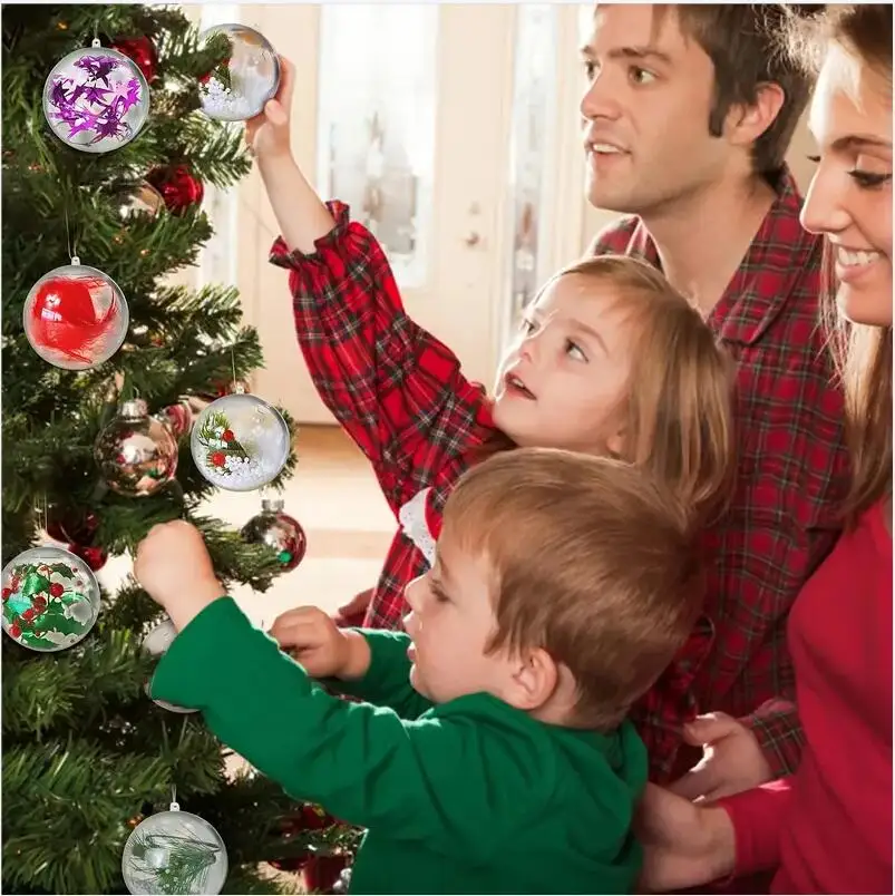 10 stücke Ball 4/6/8 cm Transparent Offene Kunststoff Weihnachten Dekoration Ballon Acryl Klar Flitter DIY Ornament geschenk Geschenk Box Ball – Detail 24