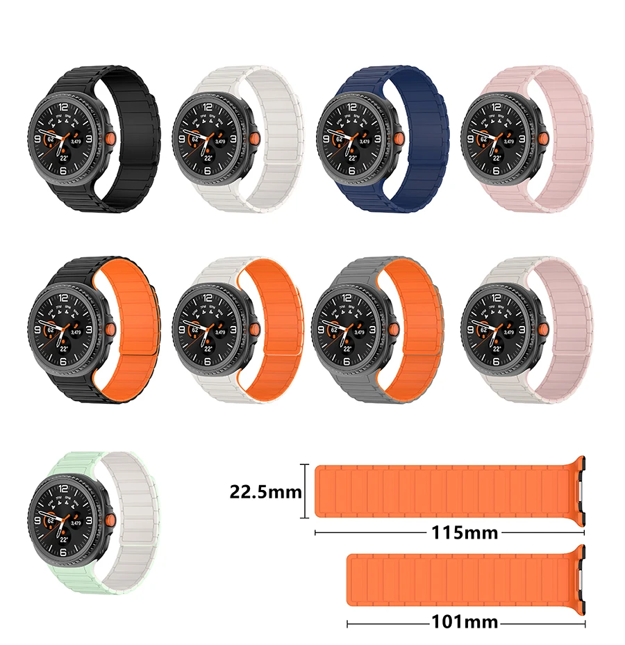 삼성 갤럭시 워치 8 44mm 40mm용 실리콘 마그네틱 밴드, 갤럭시 워치8 클래식 46mm용 스포츠 루프 스트랩, 액세서리