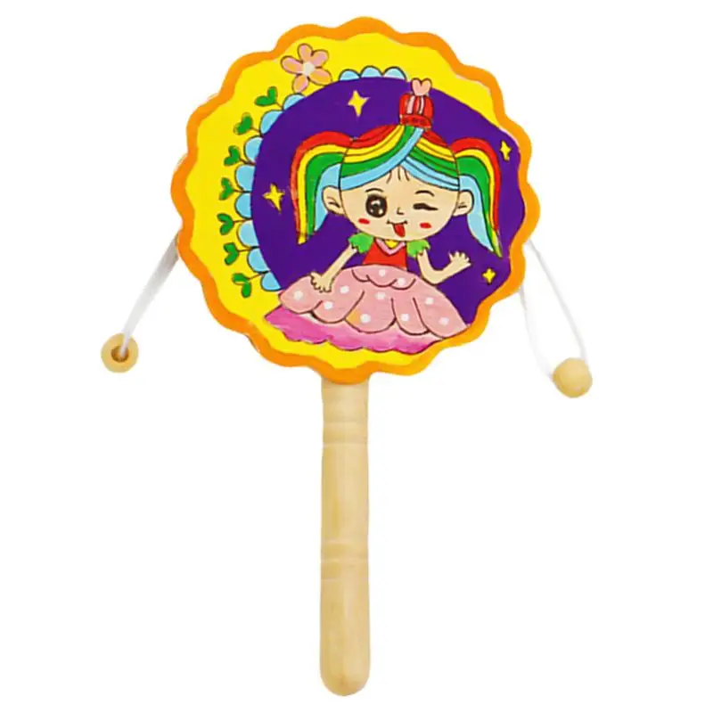 Drum Toy Flower Shape DIY Rattle Drum Boys & Girls Creative Percussion Instrument Portable Toy For Kindergarten Art musical percussion instruments
