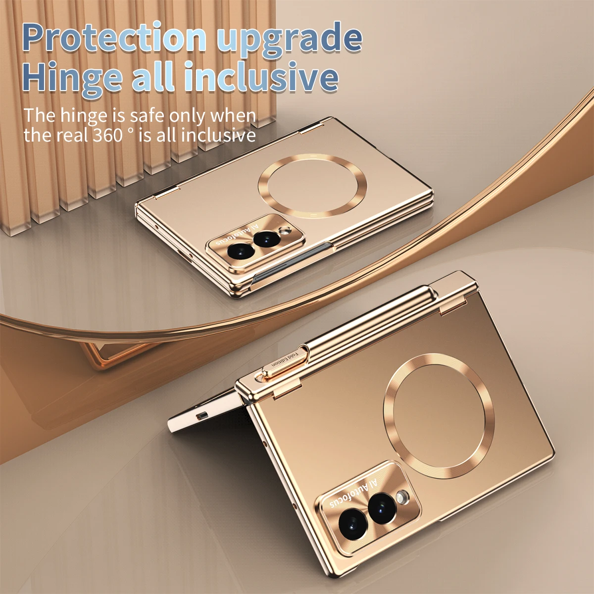Magnetic Slim Protective Case with Wide Hinge Shield and Shockproof Design