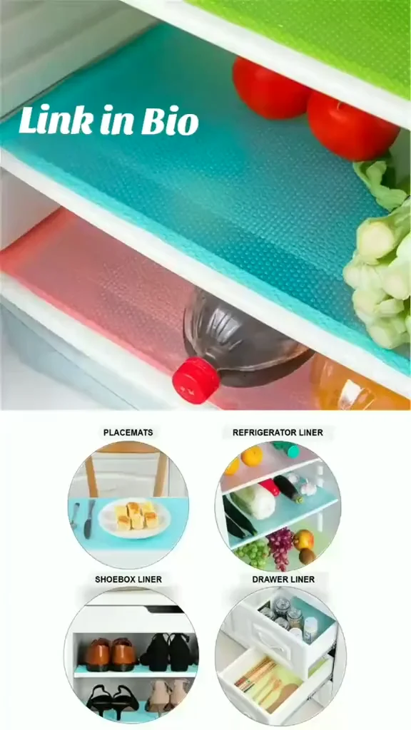 4 PCS Fridge Shelf Liners, EVA Refrigerator mats, Refrigerator Liners, Easy to Clean and Dry, Washable, Fridge Mats Liners Pad Size (45x29cm)