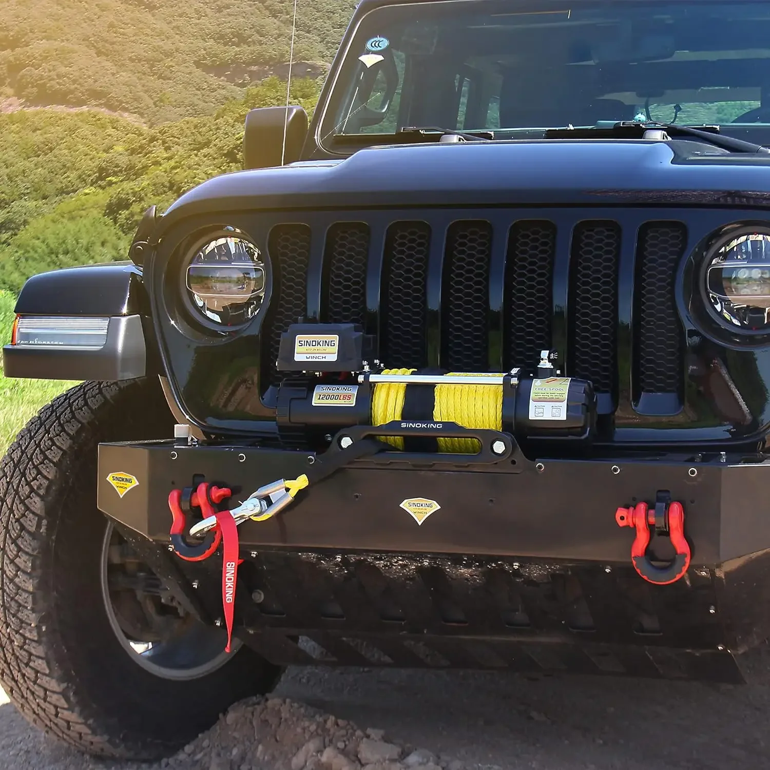 12V Electric Winch 12000 Lb. Waterproof Synthetic Rope Offroad Winch with Wireless Remote Control for 4WD Vehicle
