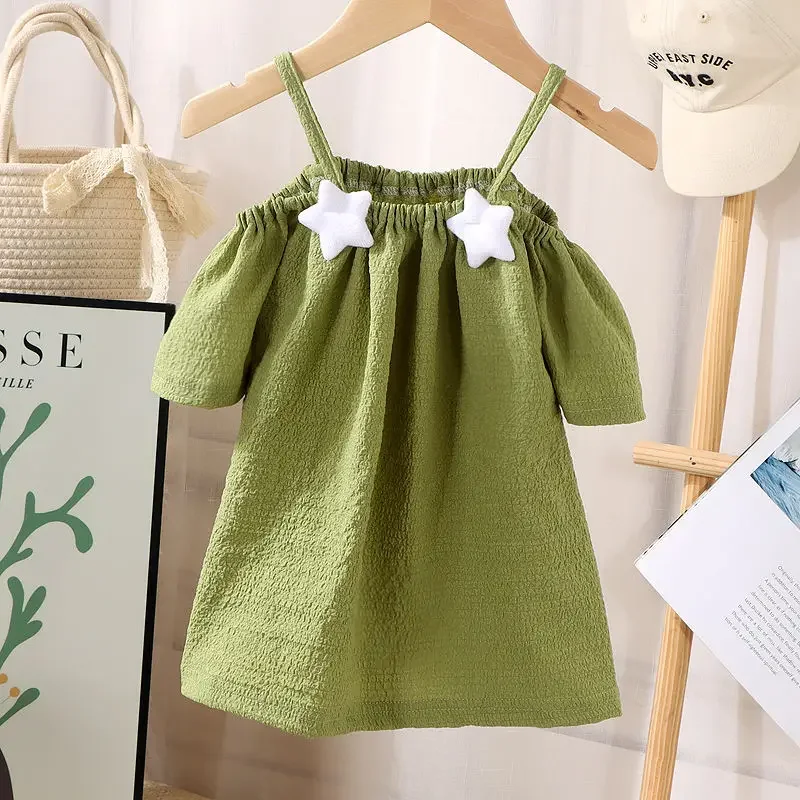 Baby Girls Tank Tops Kids Sleeveless Vest Summer Star Top Tees 1 To 10 Yrs Children's Solid Color Clothing Korean Style