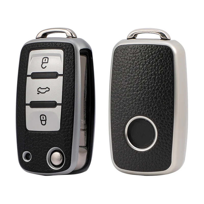 Key Case Tpu Leather Car Key Case Full Cover Protection Shell Bag for VW Volkswagen Polo Tiguan Passat Golf Jetta Lavida Skoda Octavia