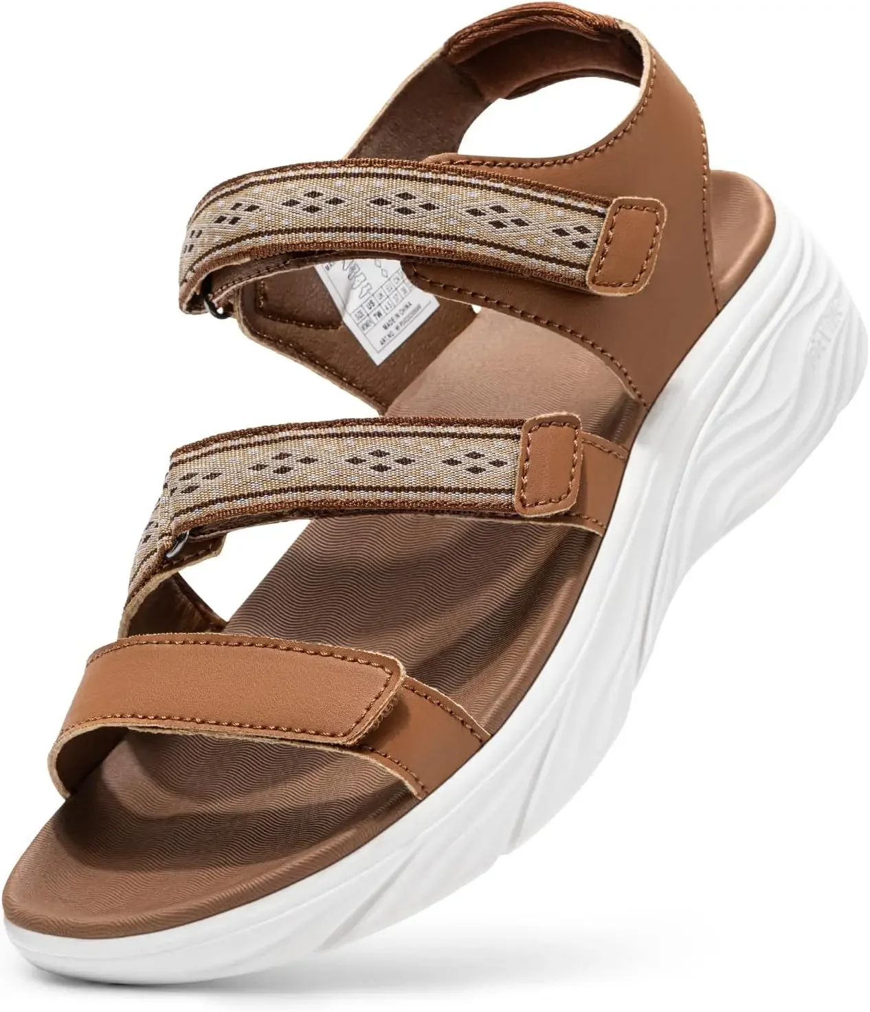 FitVille Wide Women'S Summer Arch Support Lightweight Bohemian Casual Beach Wedge Sandals With Adjustable Strap_vogvips.com