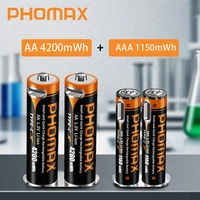 PHOMAX 1.5V Lithium Batteries 4200mWh 1150mWh AA/AAA USB Type-C Li-ion Rechargeable Battery Remote Control Electric Toy Mouse 6