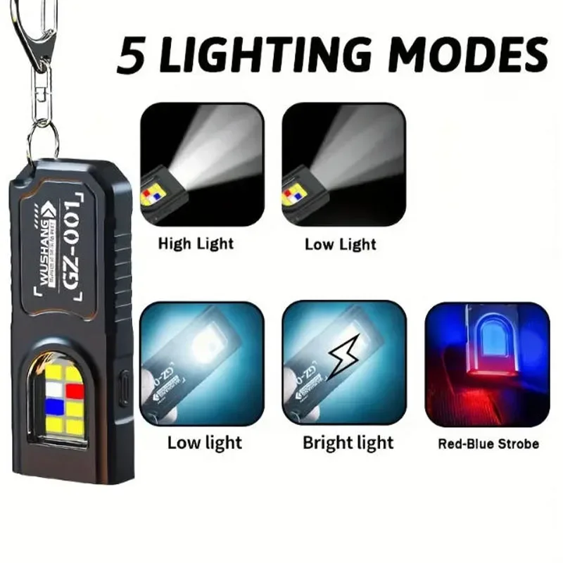 Rechargeable LED Keychain Flashlight - 550LM Portable Mini Torch with Magnet